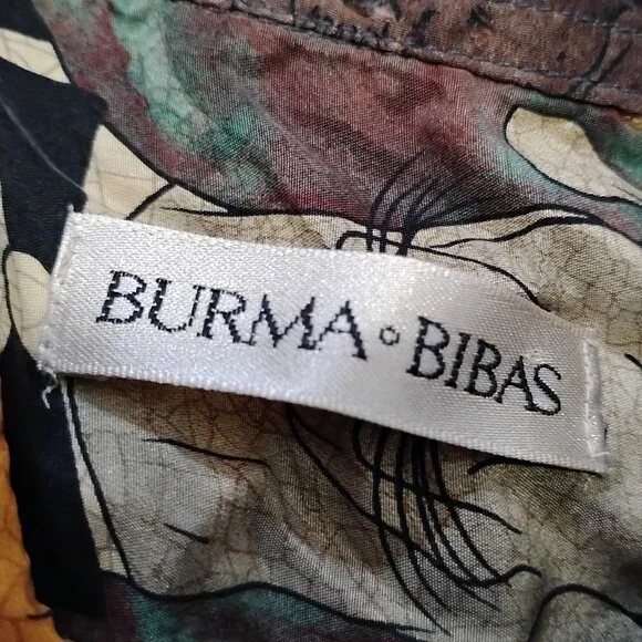 Vintage Burma Bibas Dogs Silk Button Shirt